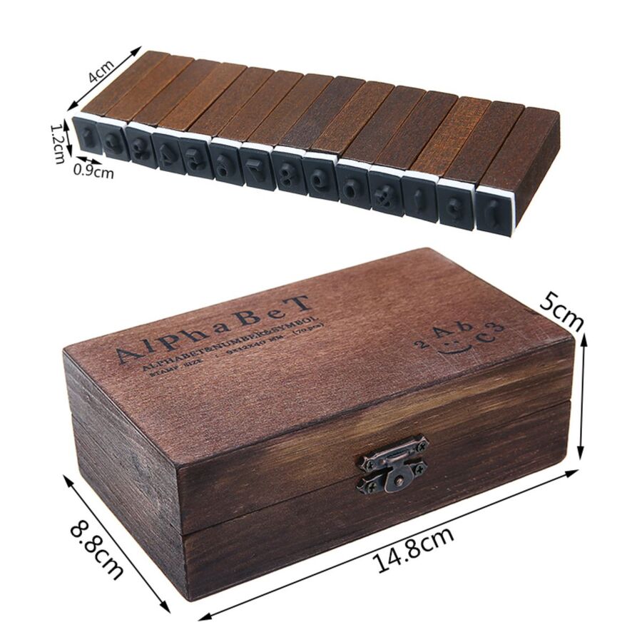 Sellos alfabetos Caja Madera