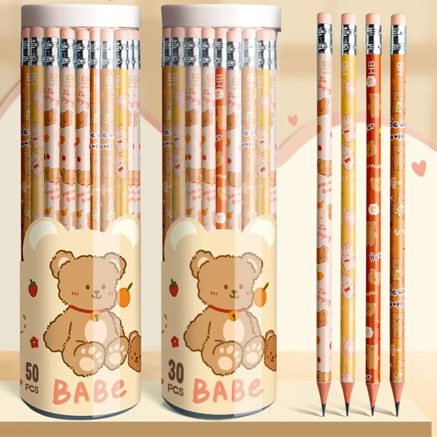 Estuche Lápiz HB de madera con goma de borrar