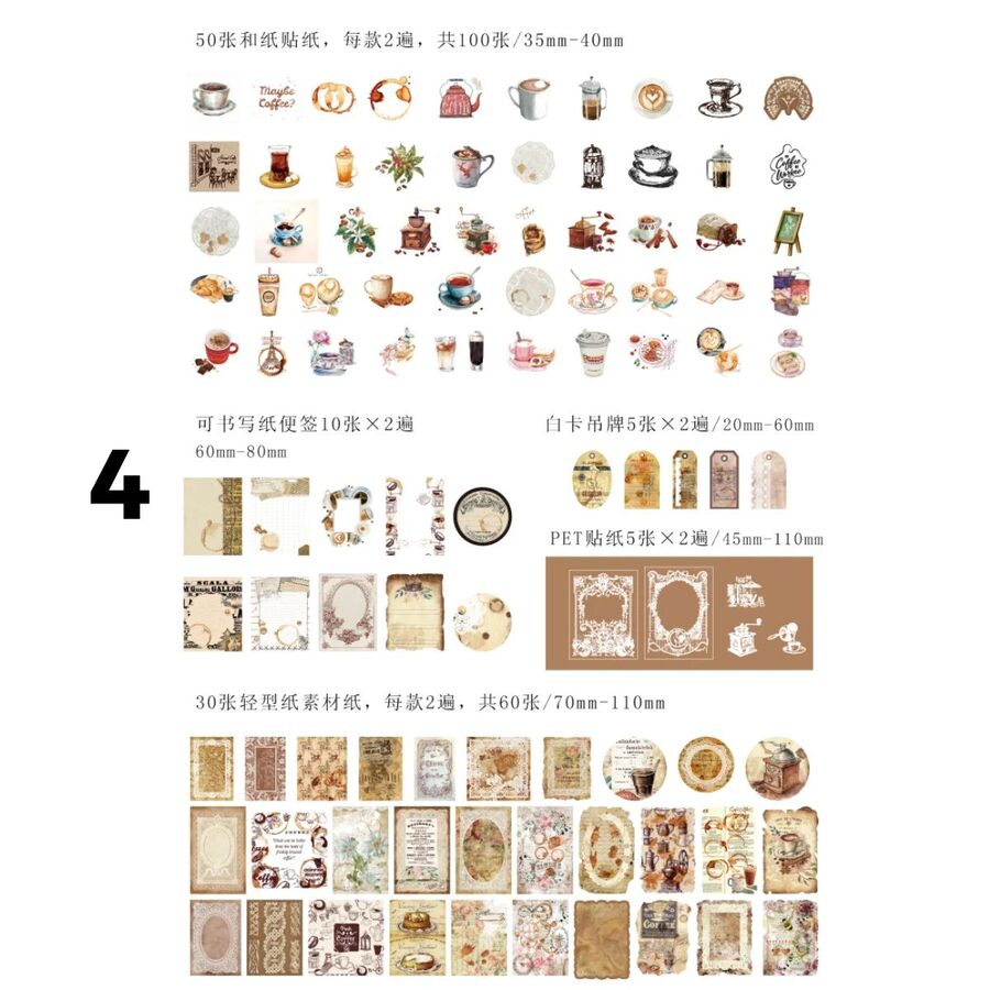 Kit sobre papel vegetal con recortes y pegatinas