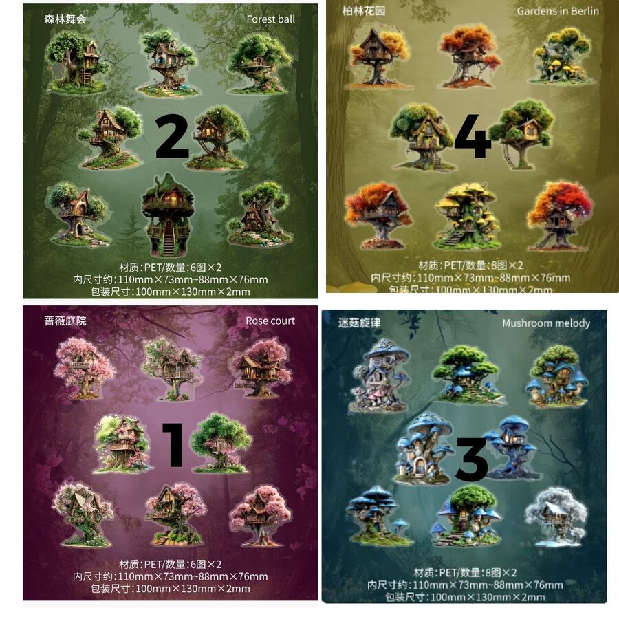 Set pegatinas casas arboles