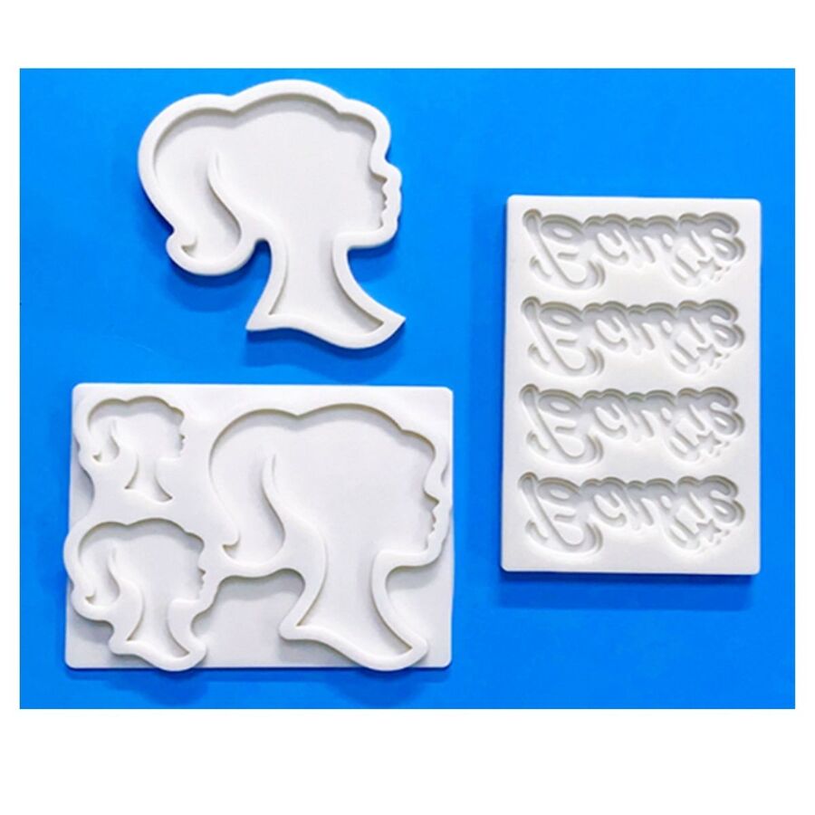 Molde de silicona barbie 3 piezas