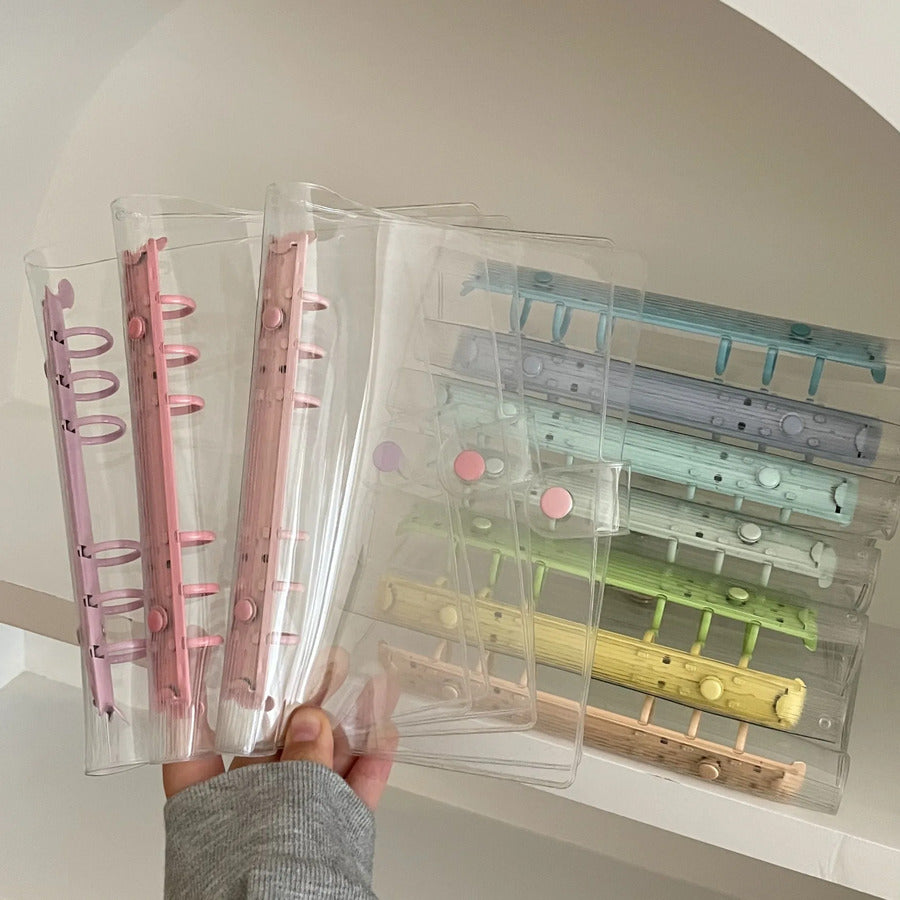 Estuche Planner transparente de 6 anillas pasteles A5