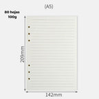 Pack hojas A5 80 hojas planner