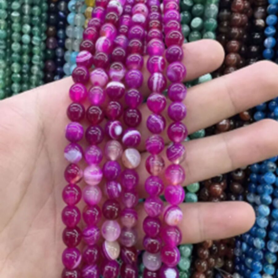Tira Piedra Bolita 6mm - Rose Agate