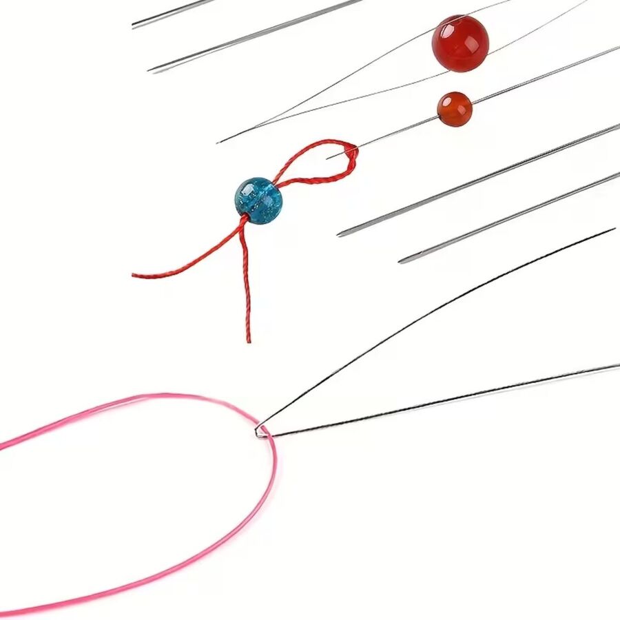 Pack 3 aguja especial enhebrado cuentas X Unidad 7cm.