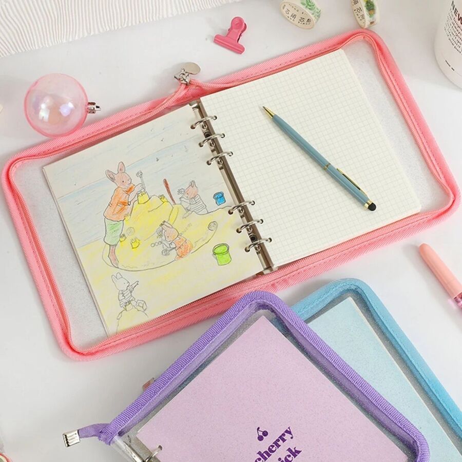 Estuche pvc glitter con hojas