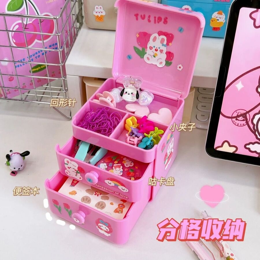 Organizador almacenamiento con tapa cajones para escritorio