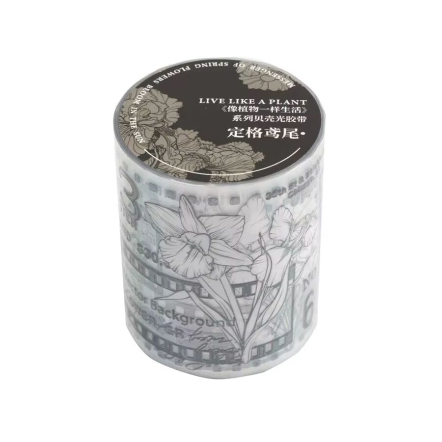 WASHI TAPE FLOR BLANCO Y NEGRO