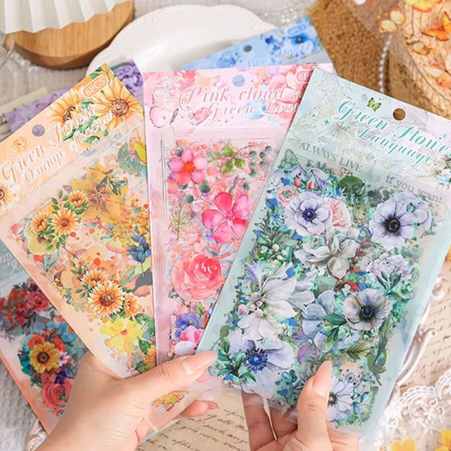 PACK PLANCHAS STICKERS PEGATINAS PET FLORALES