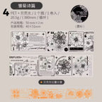 WASHI TAPE FLOR BLANCO Y NEGRO