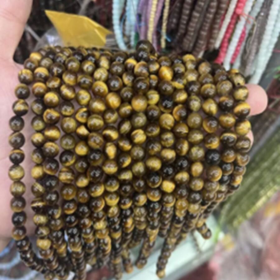 Tira Piedra Bolita 4mm - Ojo De Tigre