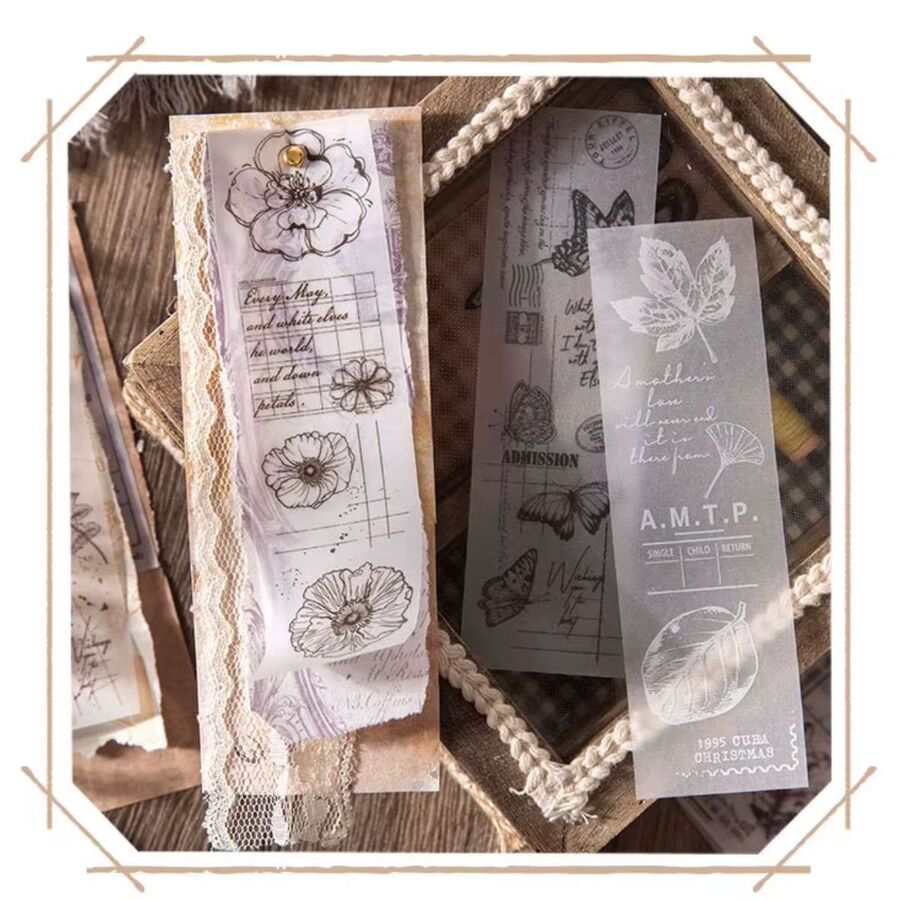 Block hojas decoradas papel vegetal