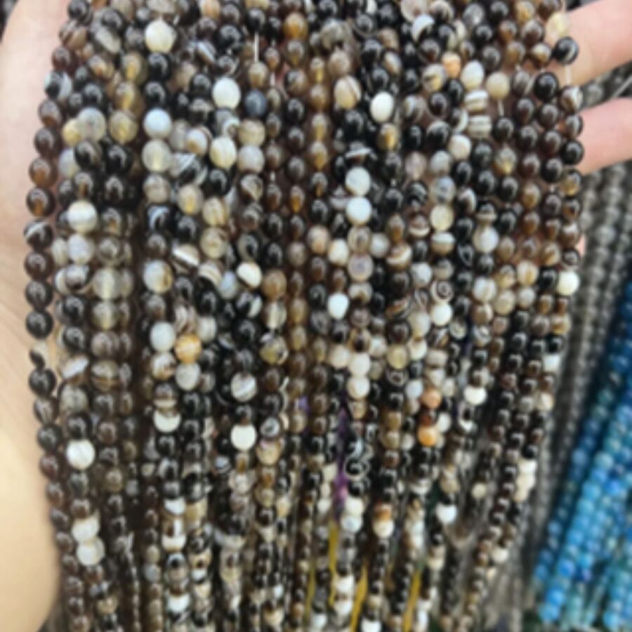 Tira Piedra Bolita 6mm - Coffee Agate