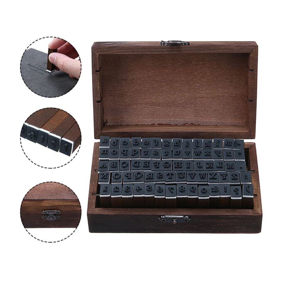 Sellos alfabetos Caja Madera
