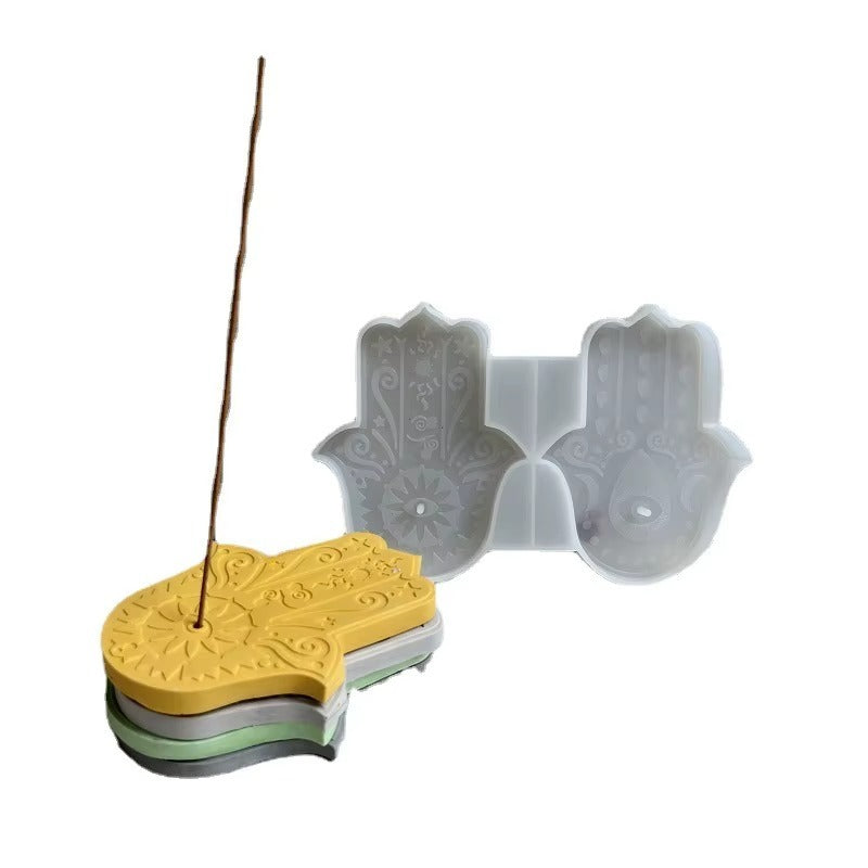 Molde de silicona mano fatima doble porta incienso