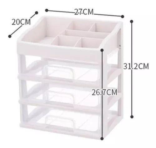 Organizador escritorio cosmeticos 3 cajones
