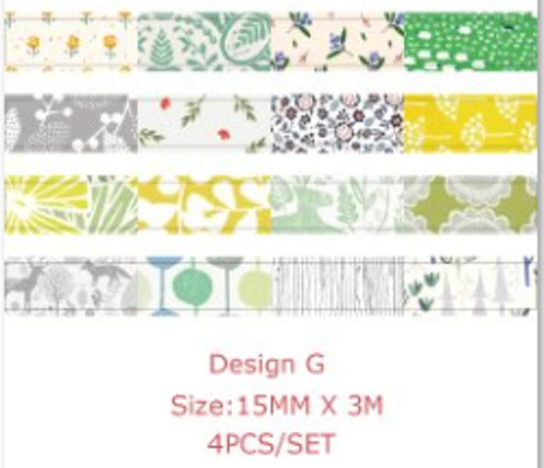 Set 4 washi tape summer floral