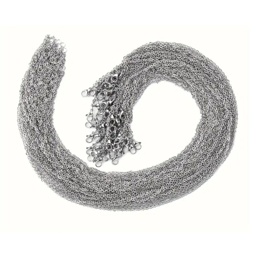 10 CADENAS DE ACERO COLOR PLATEADO}