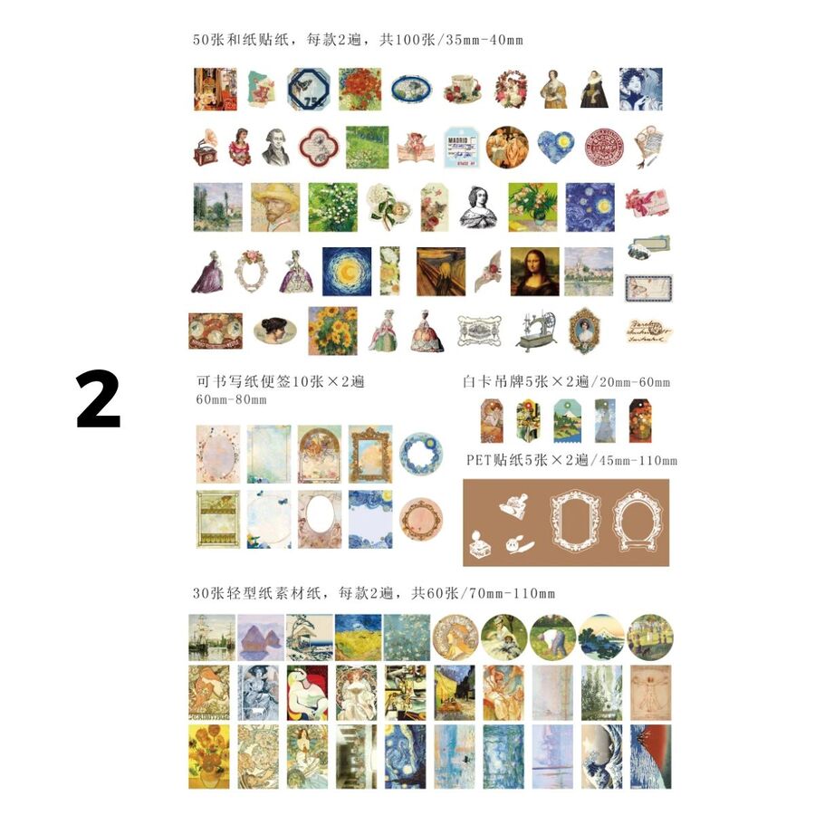 Kit sobre papel vegetal con recortes y pegatinas