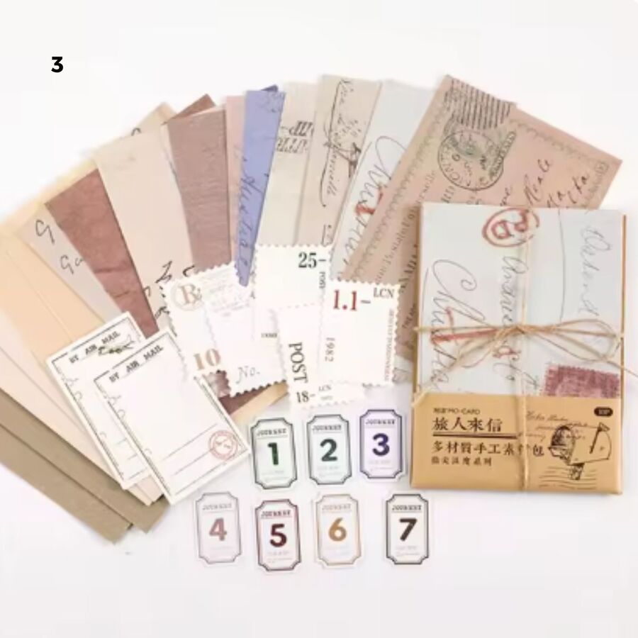 Set papeles rustico mix floral journal