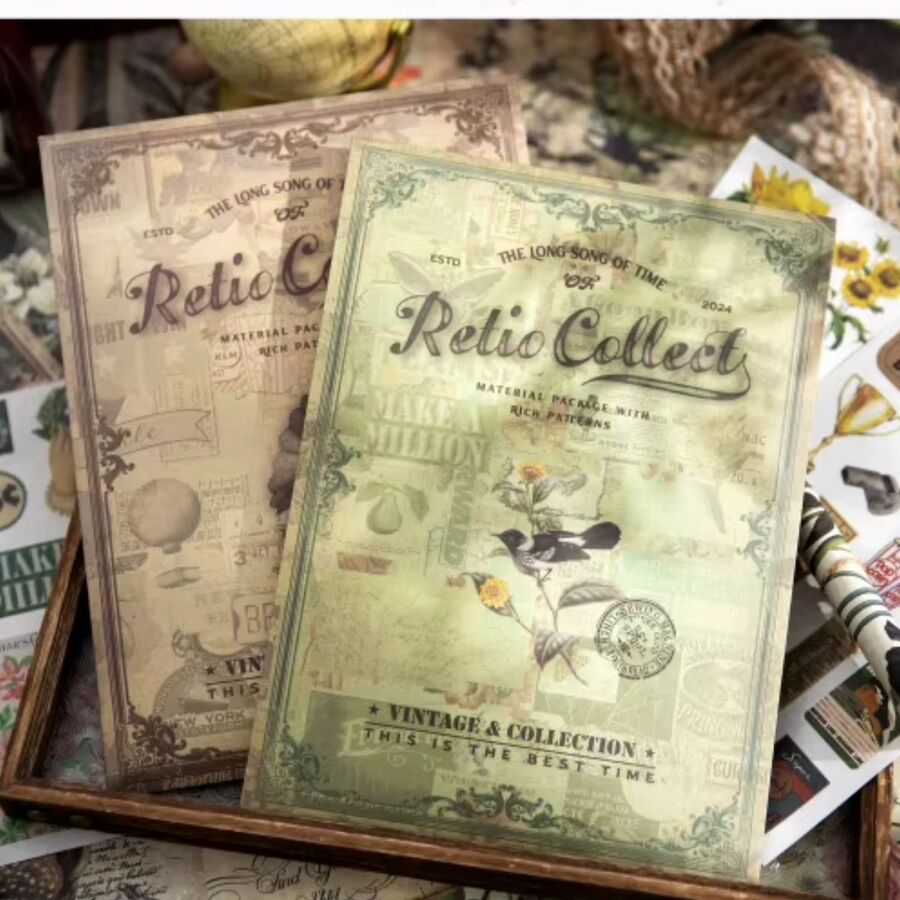 Colección papeles y sticker retro