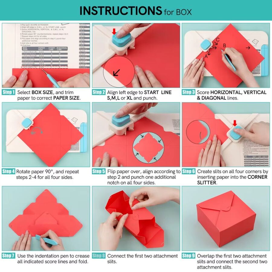 Tabla perforadora 3 en 1 sobres cajas lazos