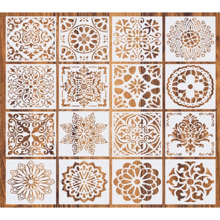 set 16 estencil 30904 mandalas