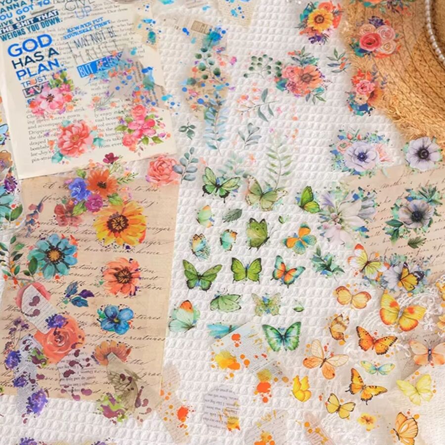 PACK PLANCHAS STICKERS PEGATINAS PET FLORALES