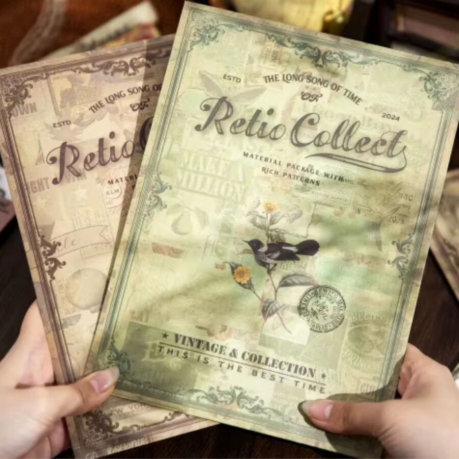 Colección papeles y sticker retro