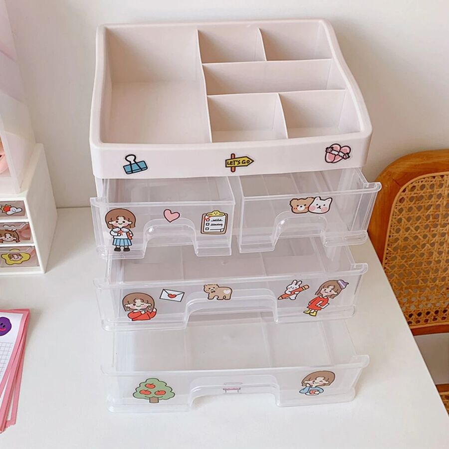 Organizador escritorio cosmeticos 2 cajones