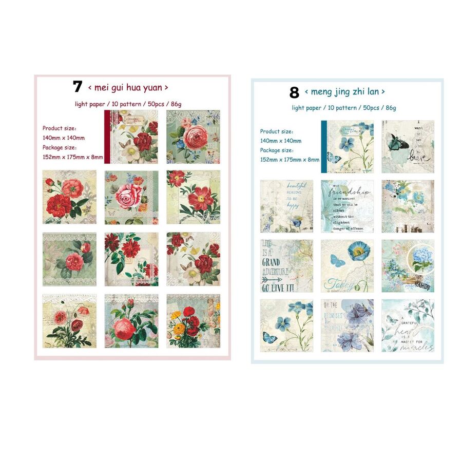 Block papel rustico coleccion floral