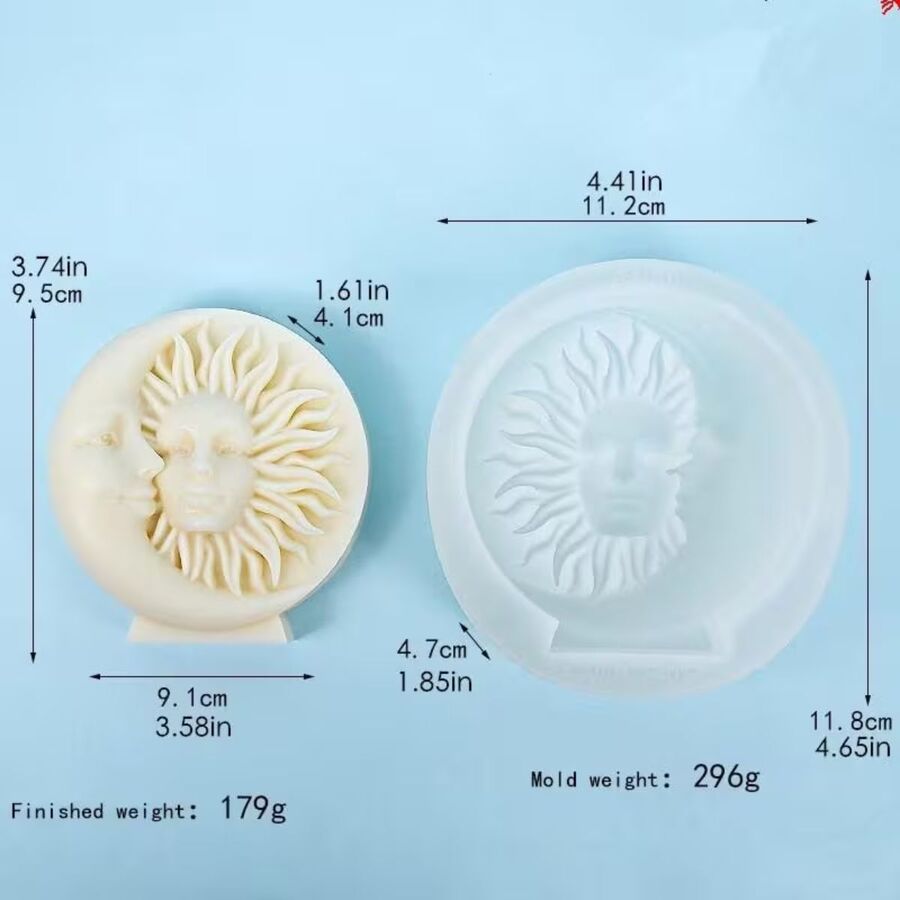Molde de silicona sol y luna vela adornos
