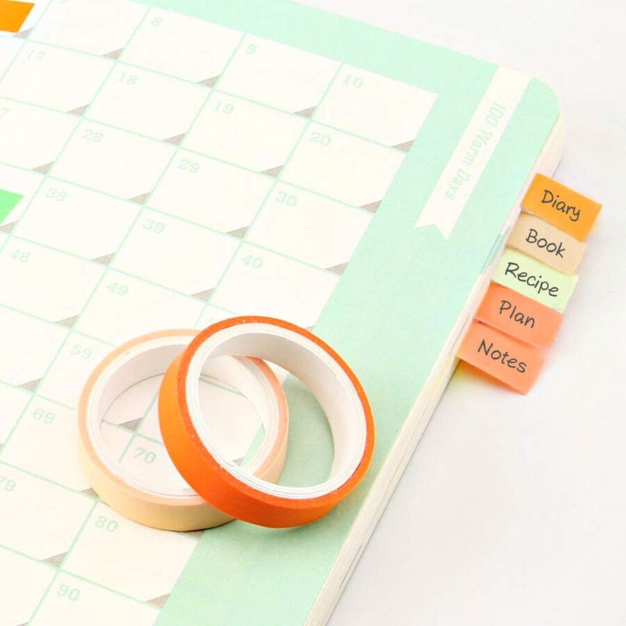 SET 6 WASHIS TAPE TONOS NARANJAS/ROSAS