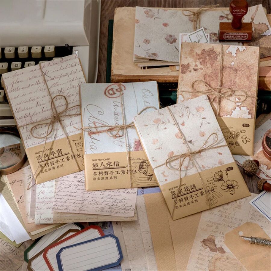 Set papeles rustico mix floral journal