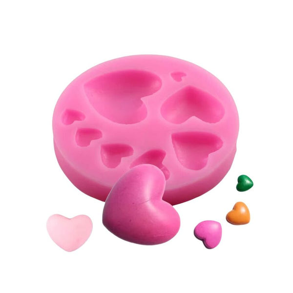 MOLDE DE SILICONA CORAZONES PARA PORCELANA, FONDANT, VELAS