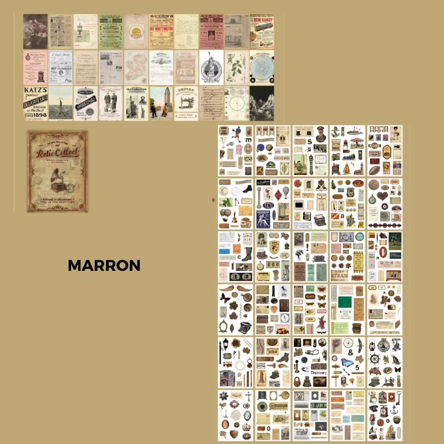 Colección papeles y sticker retro