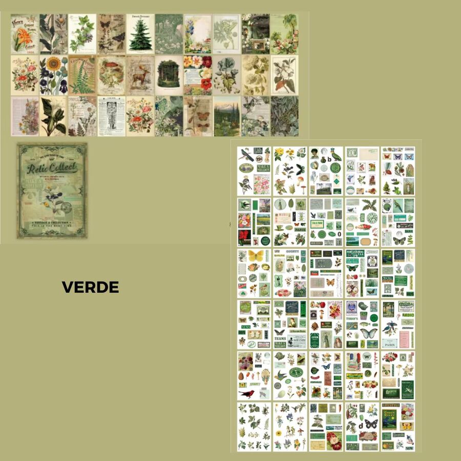 Colección papeles y sticker retro