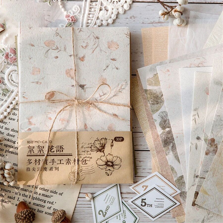 Set papeles rustico mix floral journal