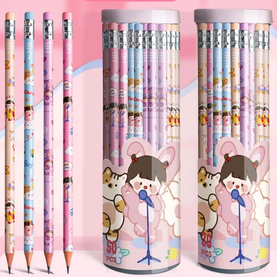 Estuche Lápiz HB de madera con goma de borrar