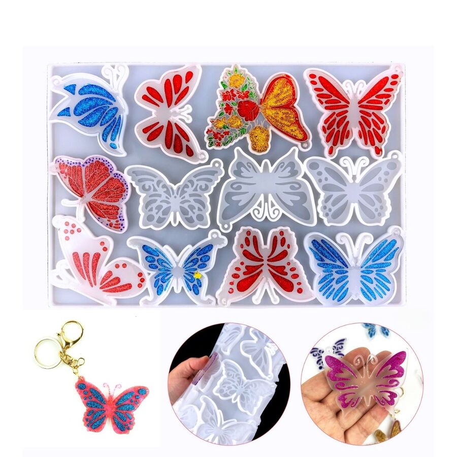 MOLDE SILICONA LLAVEROS MARIPOSAS