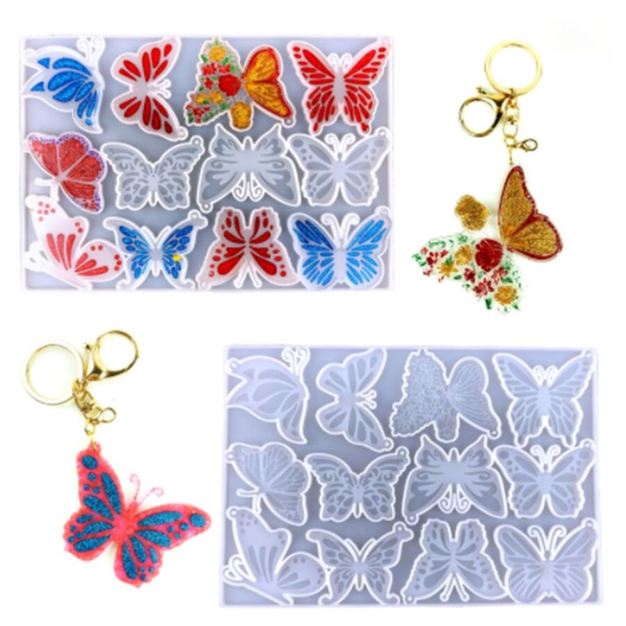 MOLDE SILICONA LLAVEROS MARIPOSAS