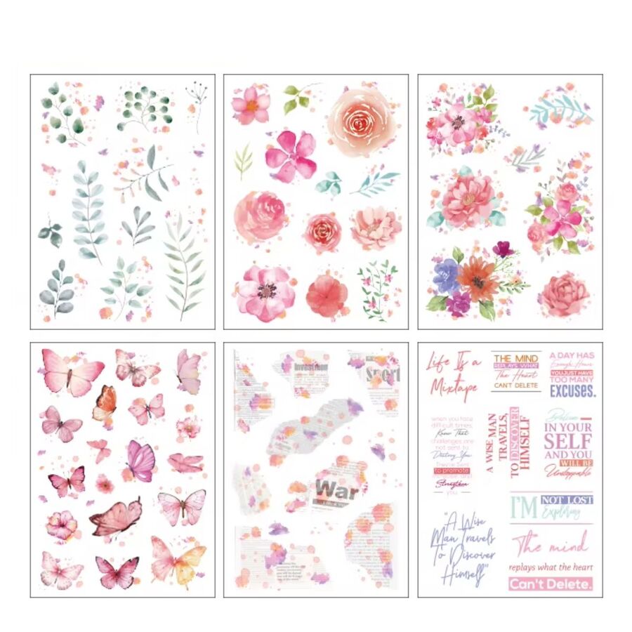 PACK PLANCHAS STICKERS PEGATINAS PET FLORALES