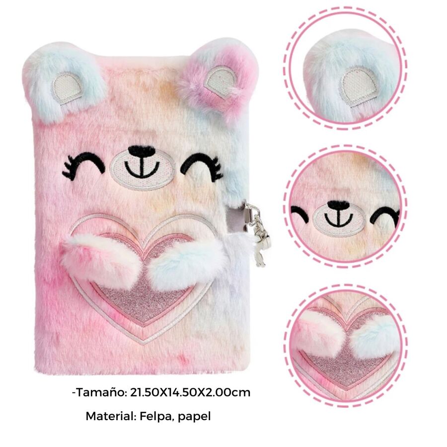 Cuaderno peluche con candado