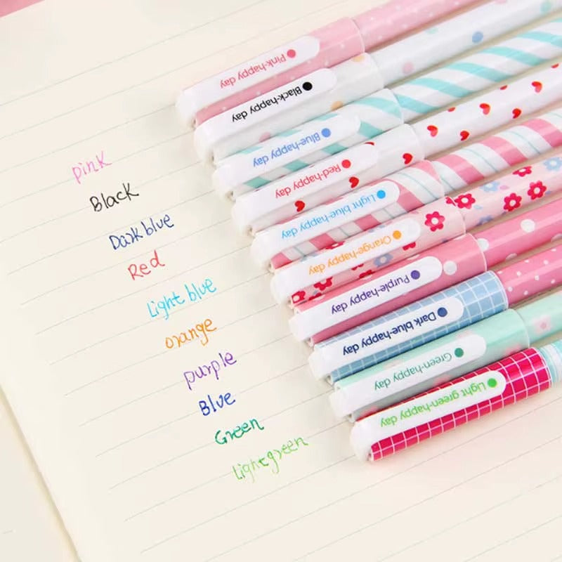 Set 10 Lapiceras En Estuche Rígido Modelo Rosa