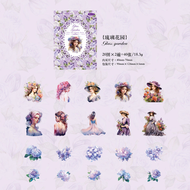 STICKERS COLECCION  Serie Chicas & Flores en PET