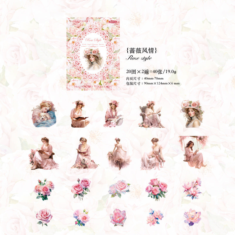 STICKERS COLECCION  Serie Chicas & Flores en PET
