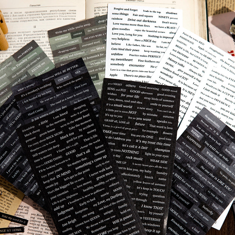 PLANCHA STICKER PALABRAS Y FRASES A LOVE LETTER
