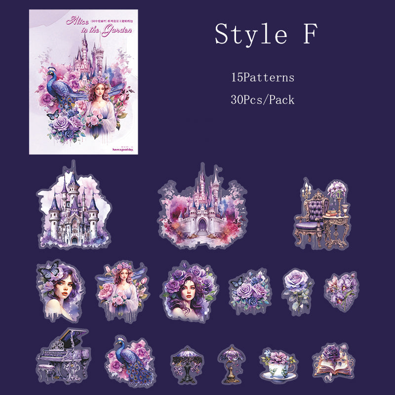 Pack de Stickers PET "Alice in The Garden"