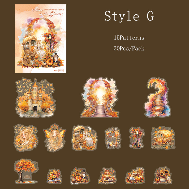 Pack de Stickers PET "Alice in The Garden"