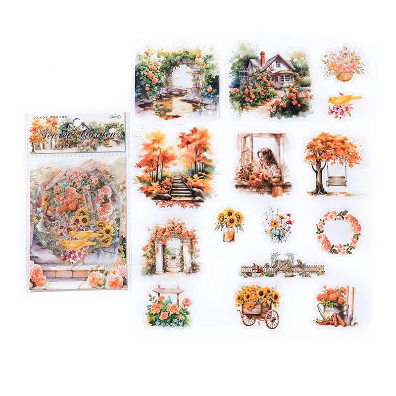 PET Stickers Retro Flowers